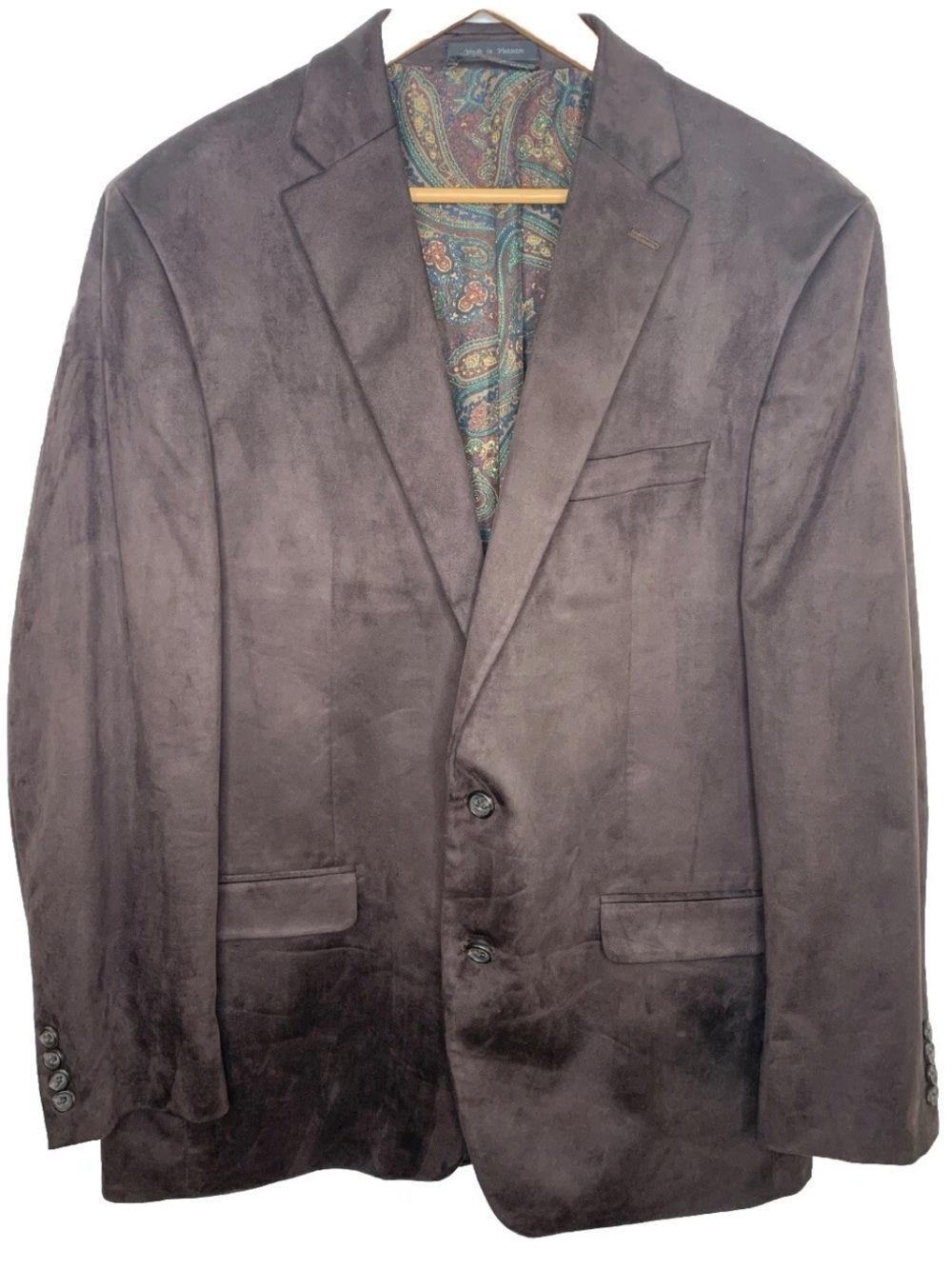Lauren Ralph Lauren Mens 44L Blazer Chocolate Brn Sport Coat Jacket Faux Suede